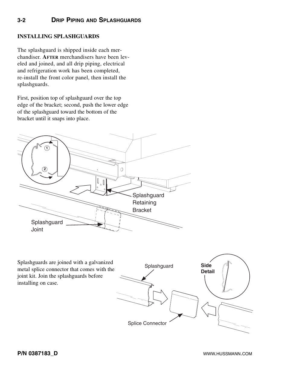 Installing splashguards | hussmann P/N 0387183_D User Manual | Page 20 / 40