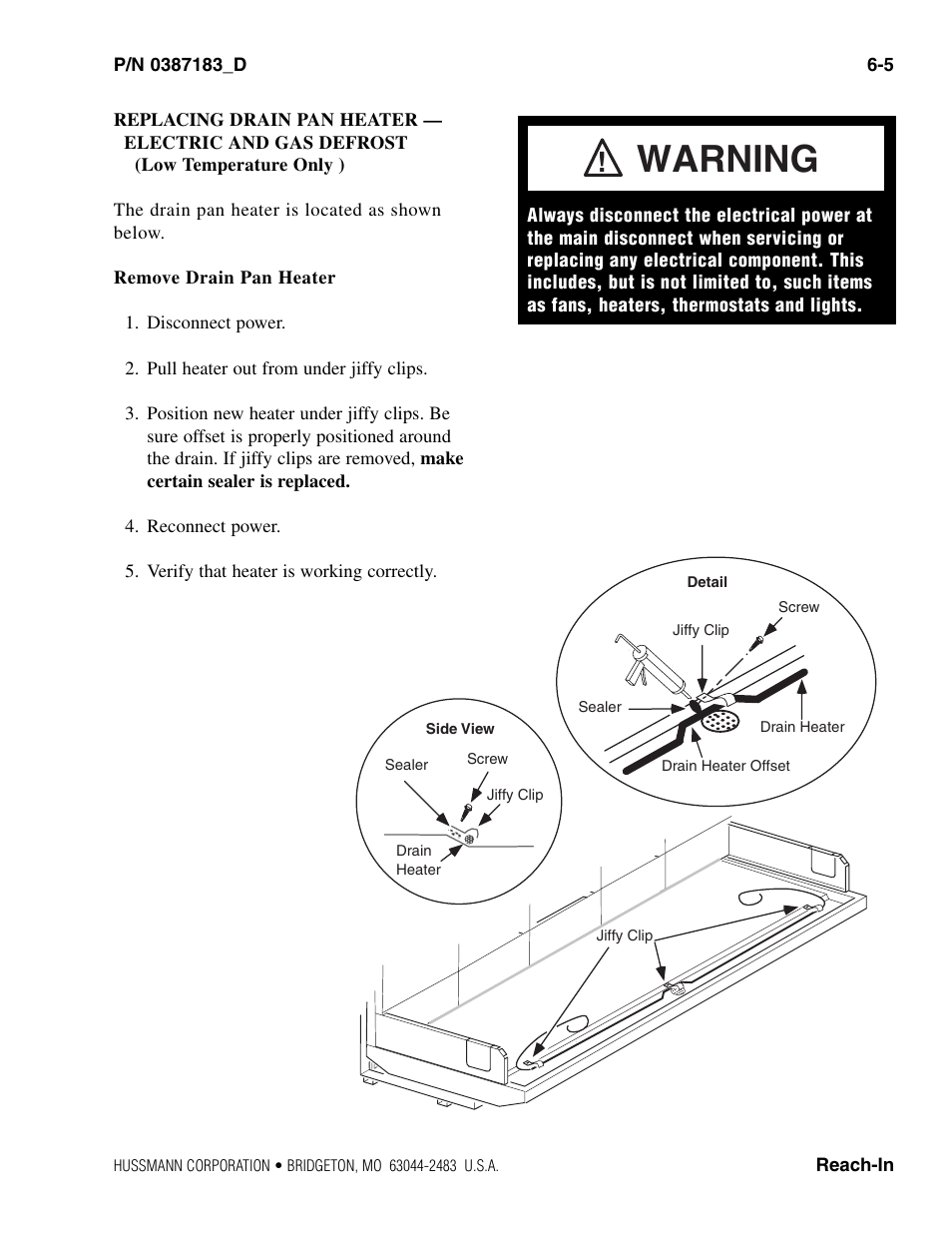 Warning | hussmann P/N 0387183_D User Manual | Page 33 / 40