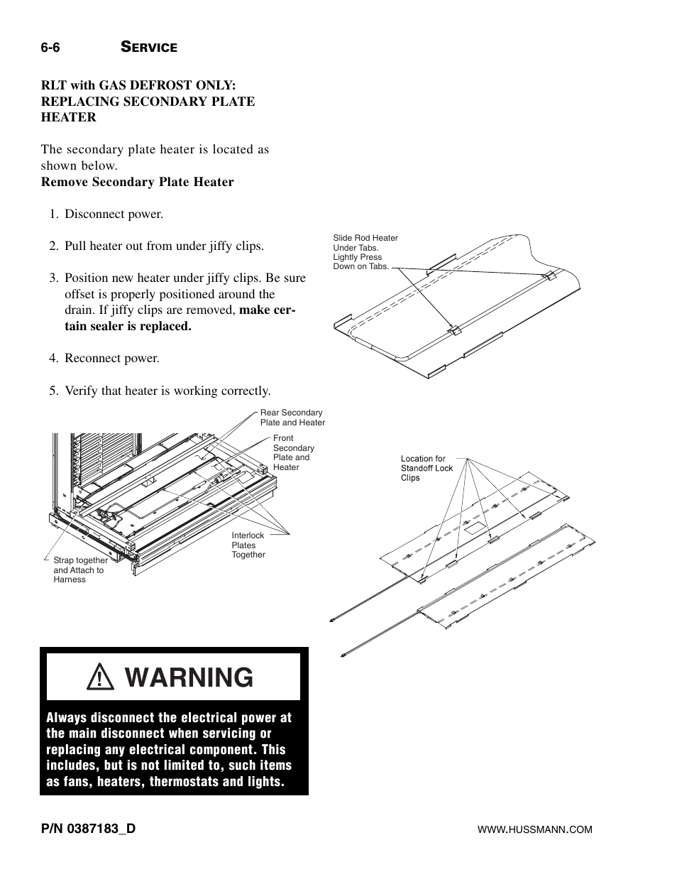 Warning | hussmann P/N 0387183_D User Manual | Page 34 / 40