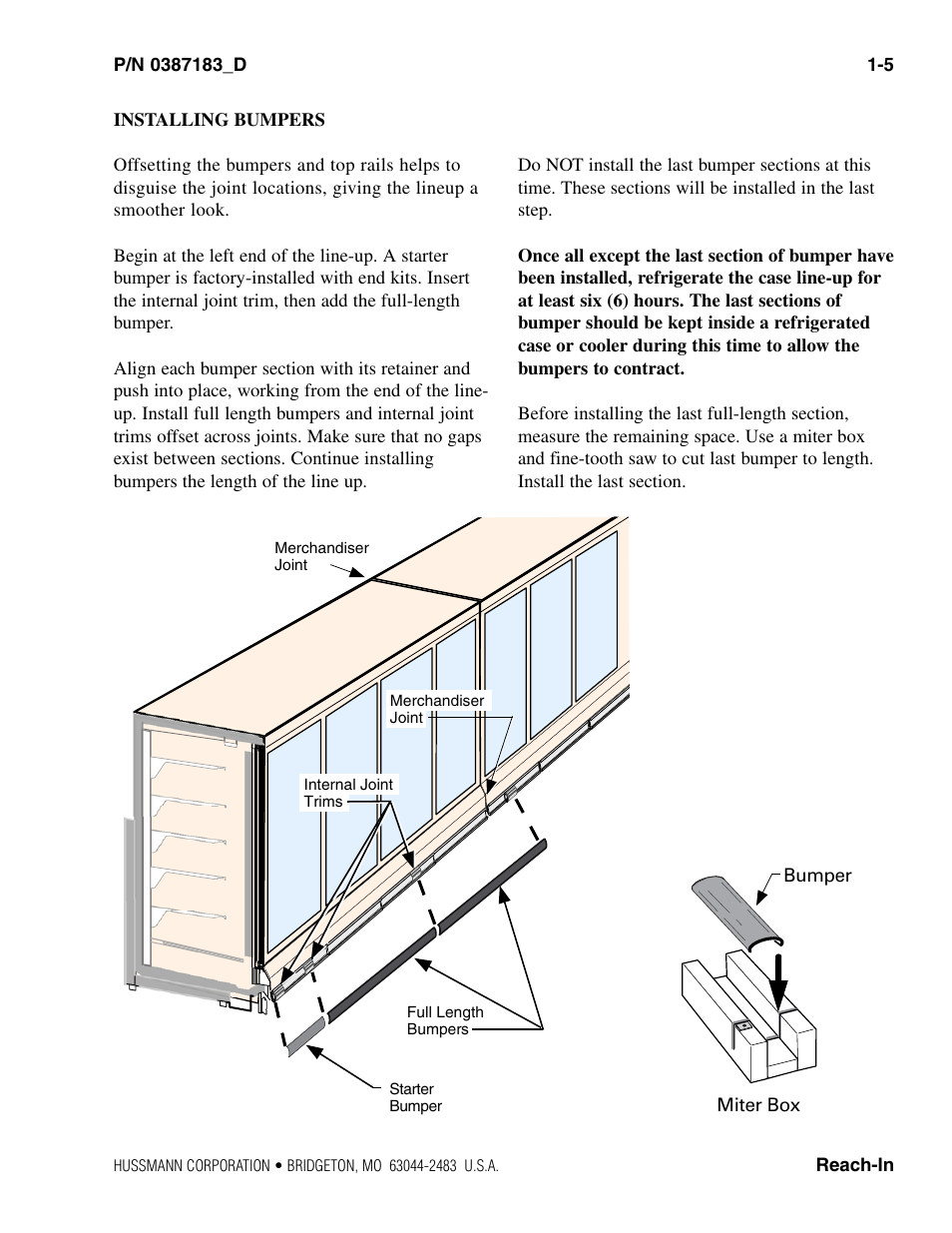 Installing bumpers | hussmann P/N 0387183_D User Manual | Page 9 / 40