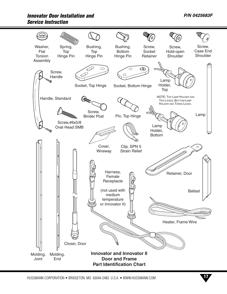 Part identification chart | hussmann INNOVATOR P/N 0425683F User Manual | Page 19 / 27