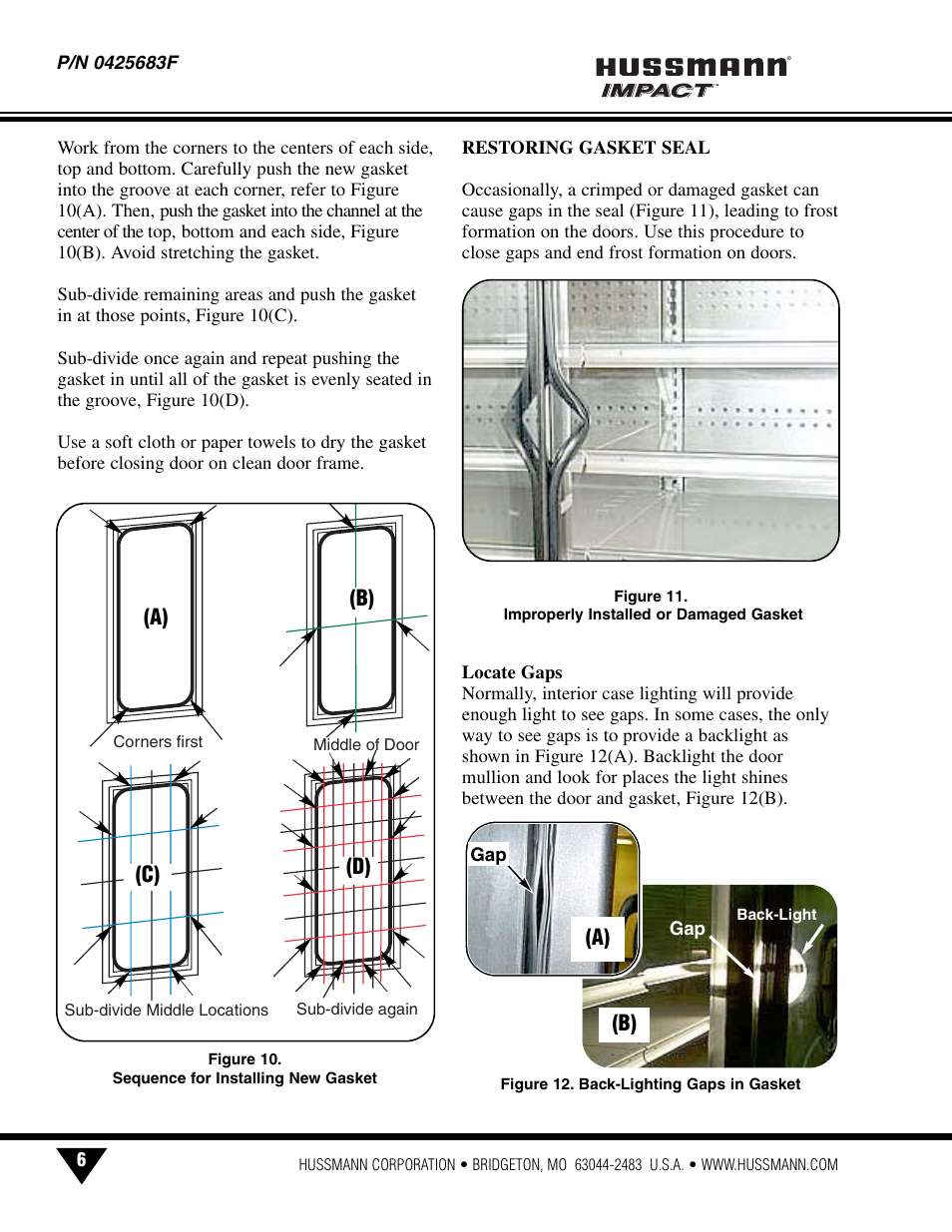 Restoring gasket seal, A) (b) (c) (d), A) (b) | hussmann INNOVATOR P/N 0425683F User Manual | Page 8 / 27