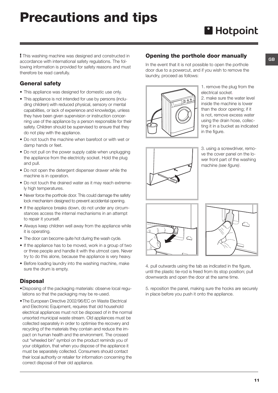 Precautions and tips | Hotpoint HF8B User Manual | Page 11 / 16