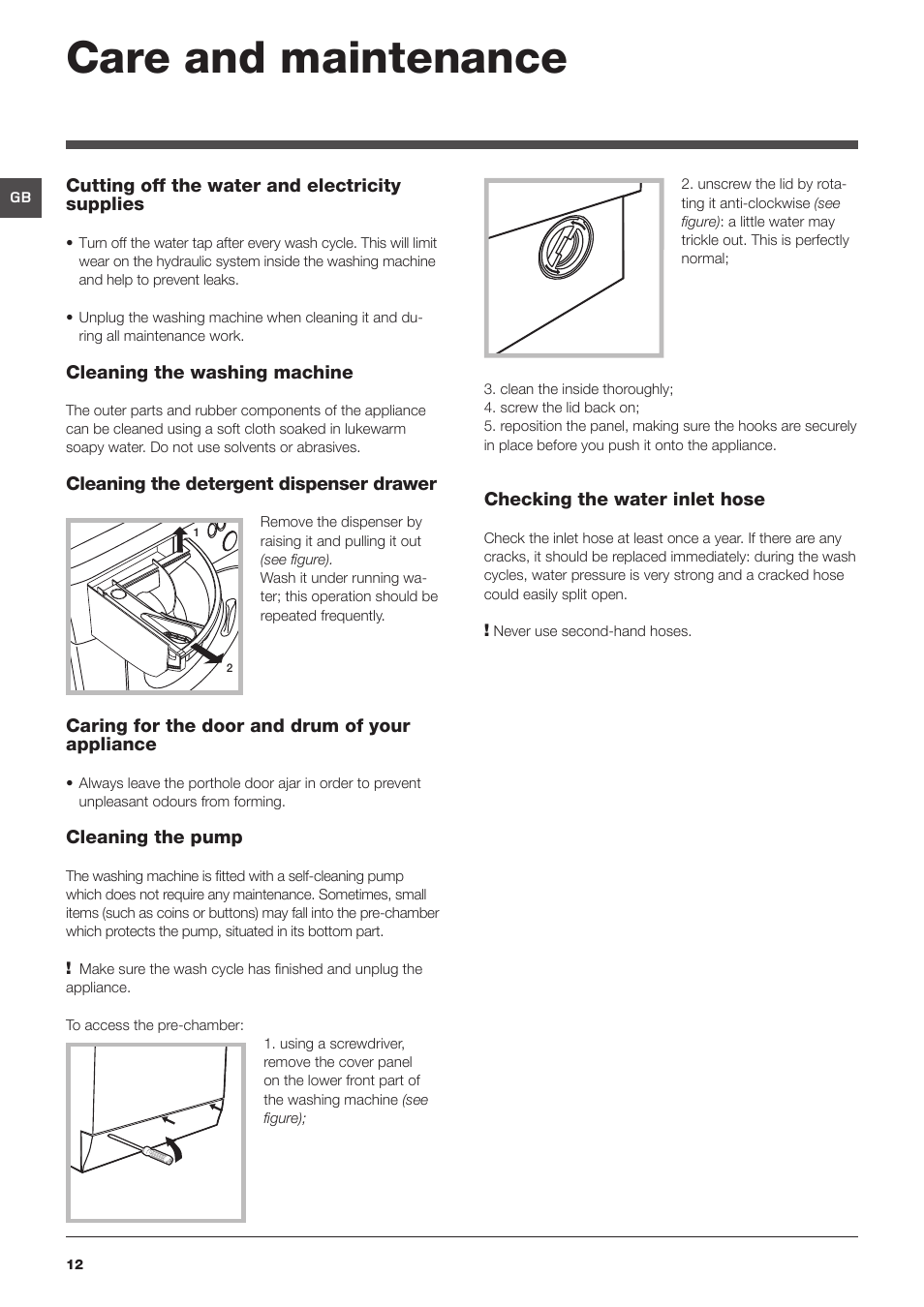 Care and maintenance | Hotpoint HF8B User Manual | Page 12 / 16