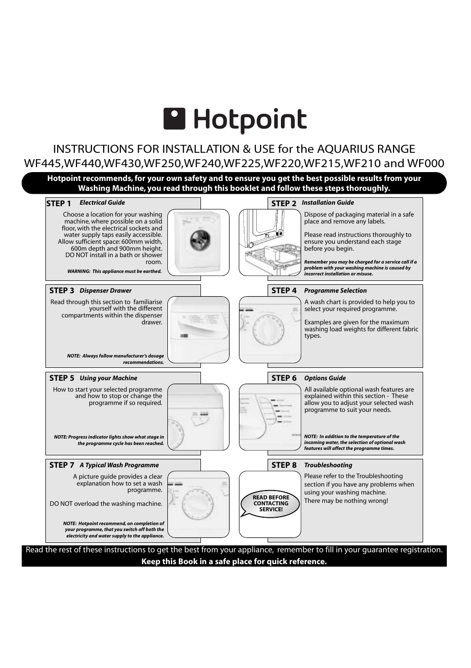 Hotpoint WF430 User Manual | 11 pages