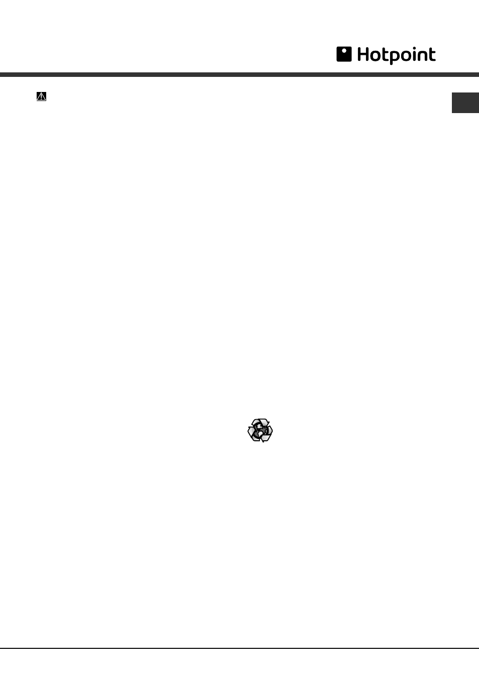 Precautions and advice, General safety, Disposal of old electrical appliances | Saving energy and respecting the environment, Recycling & disposal information | Hotpoint FDFF User Manual | Page 13 / 16