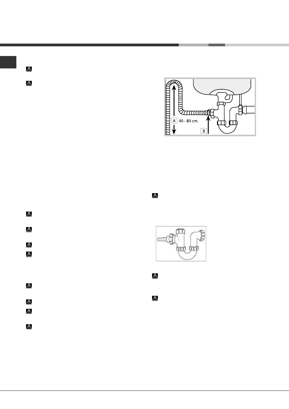 Connecting the water supplies, Sink waste system | Hotpoint FDFF User Manual | Page 4 / 16