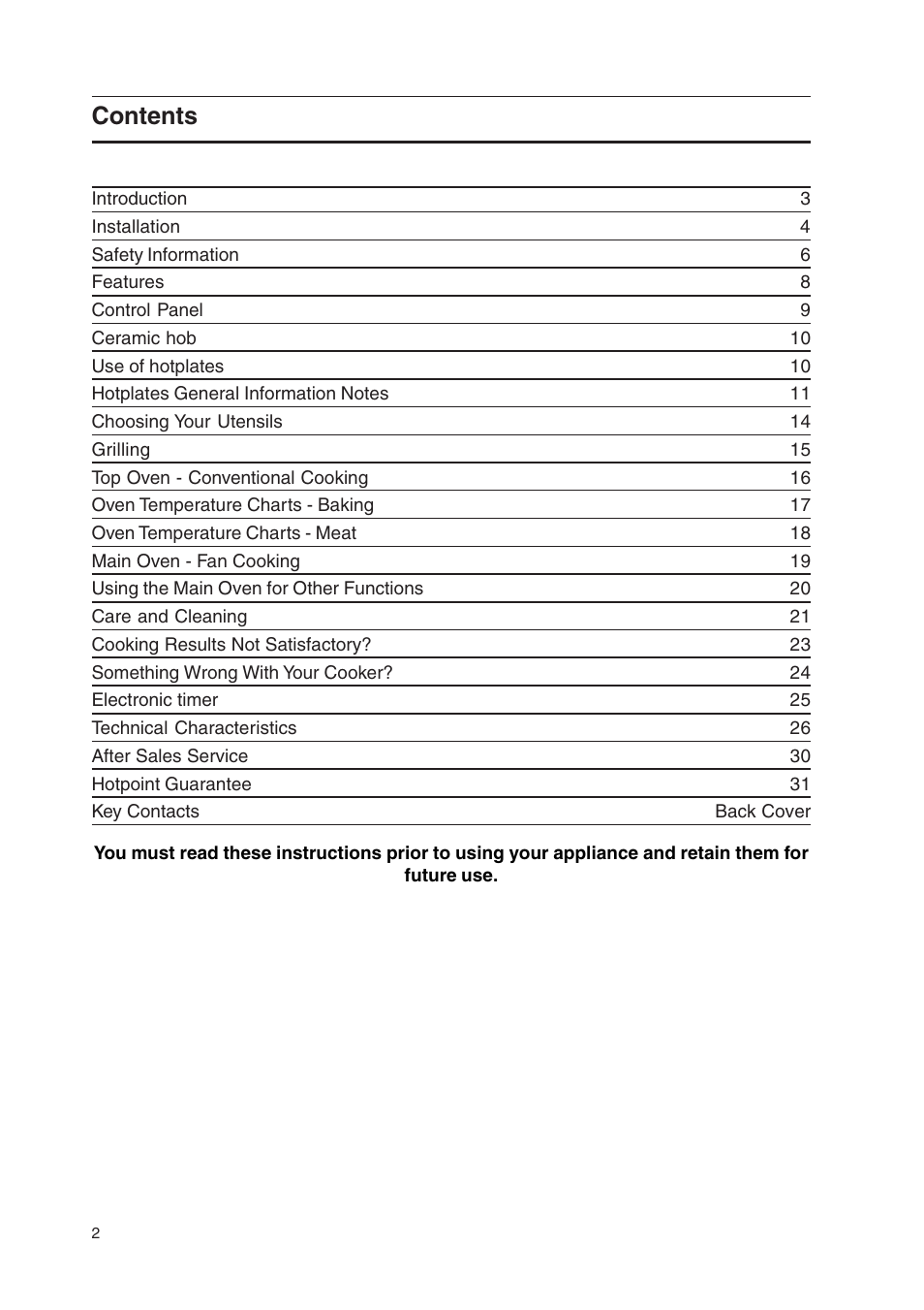 Hotpoint EW48G User Manual | Page 2 / 32