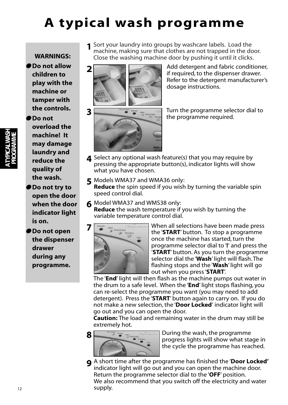 A typical wash programme | Hotpoint Aquarius Range WMS39 User Manual | Page 12 / 24