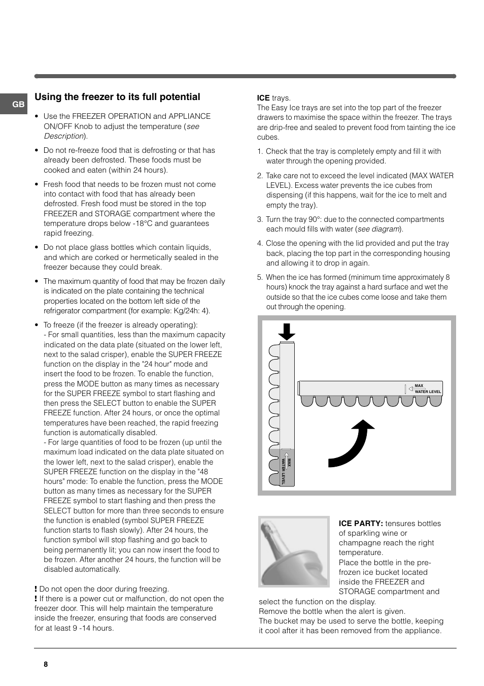 Using the freezer to its full potential | Hotpoint HMB313I User Manual | Page 8 / 16