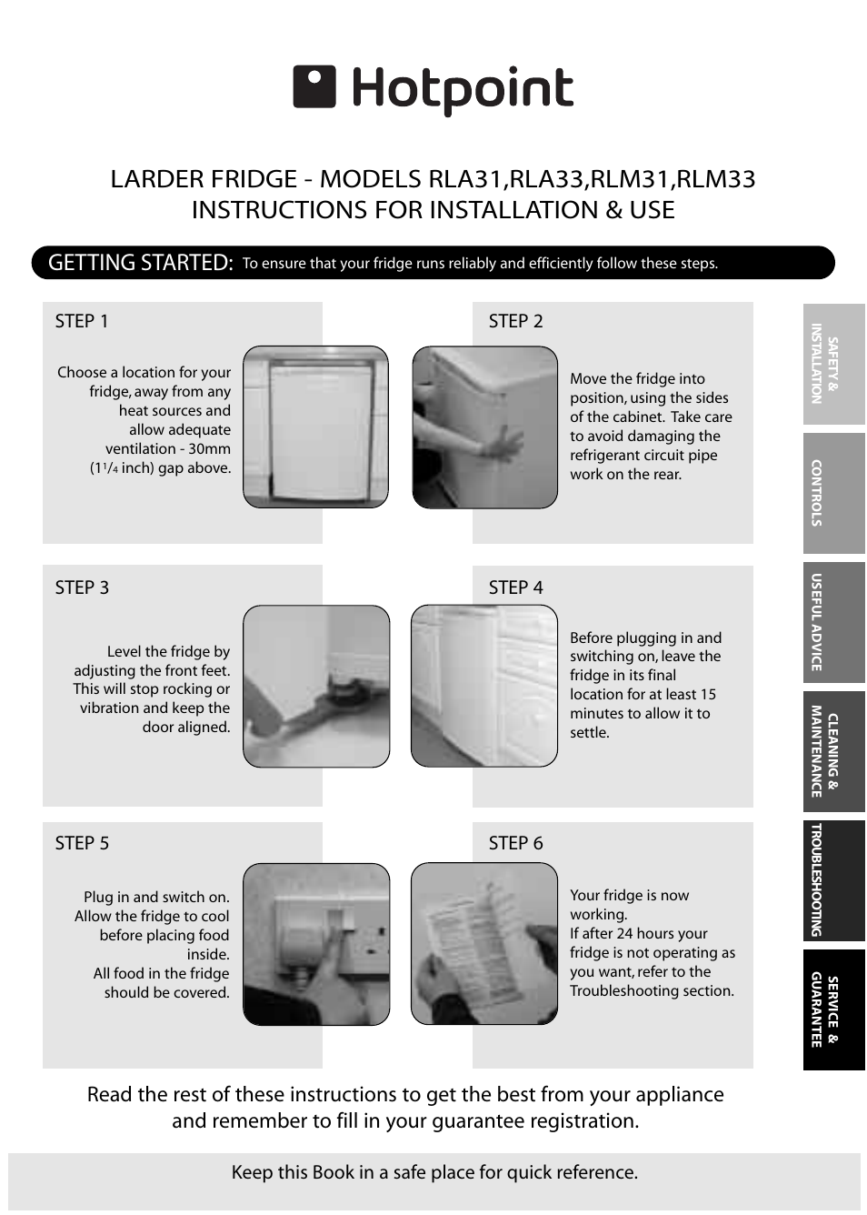 Hotpoint RLA33 User Manual | 16 pages