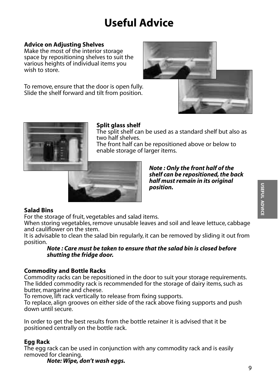 Useful advice | Hotpoint RLA33 User Manual | Page 9 / 16