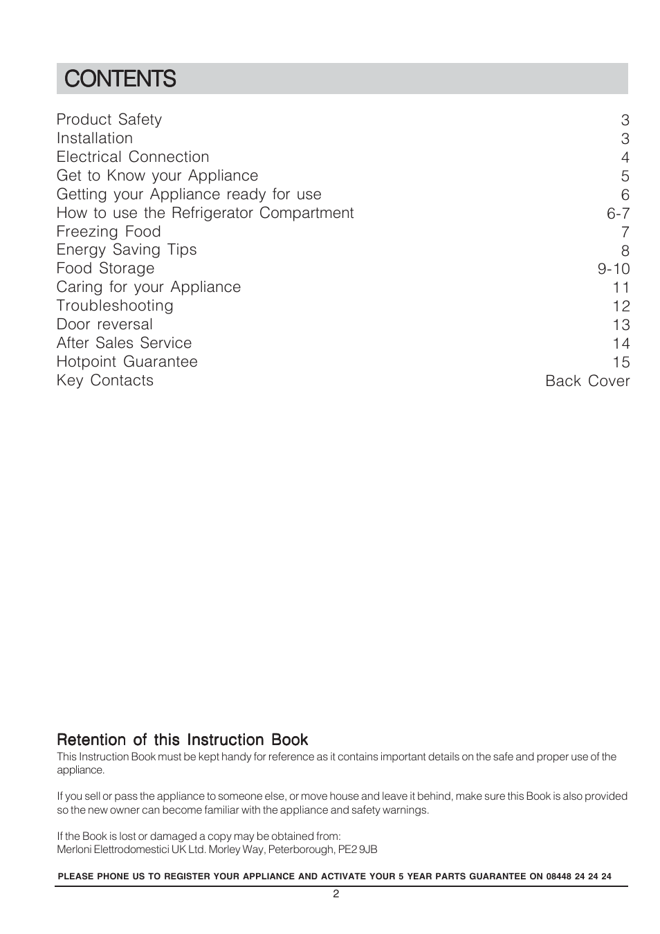 Hotpoint REFRIGERATOR RSA User Manual | Page 2 / 16