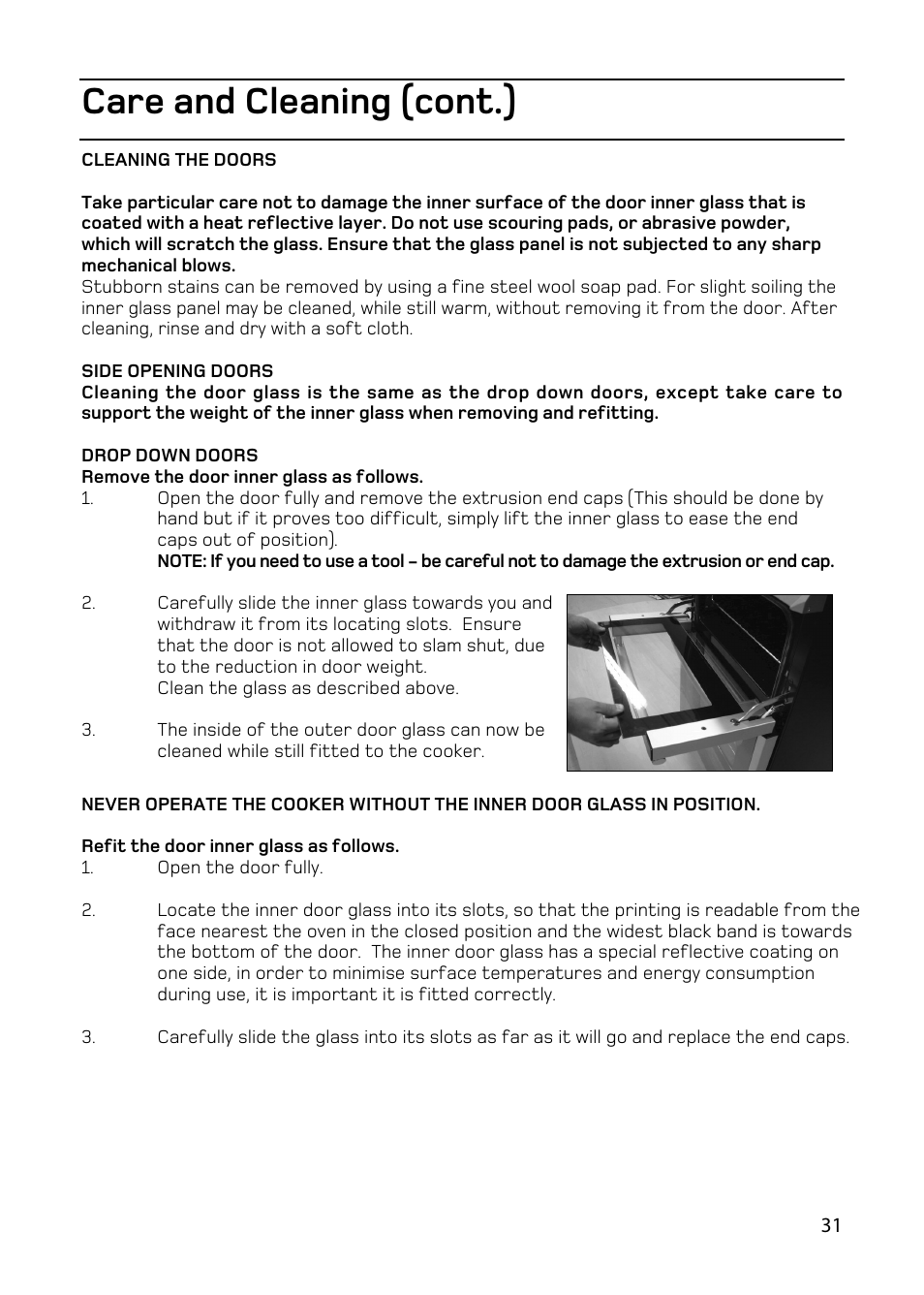 Care and cleaning (cont.) | Hotpoint double oven cookers User Manual | Page 31 / 36