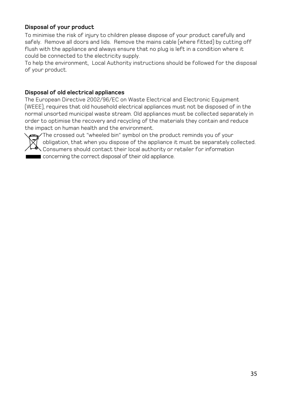 Hotpoint double oven cookers User Manual | Page 35 / 36