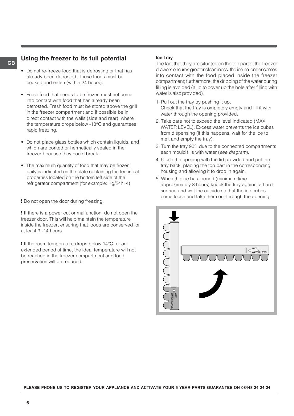 Using the freezer to its full potential | Hotpoint /Freezer Combination HM315NI User Manual | Page 6 / 12