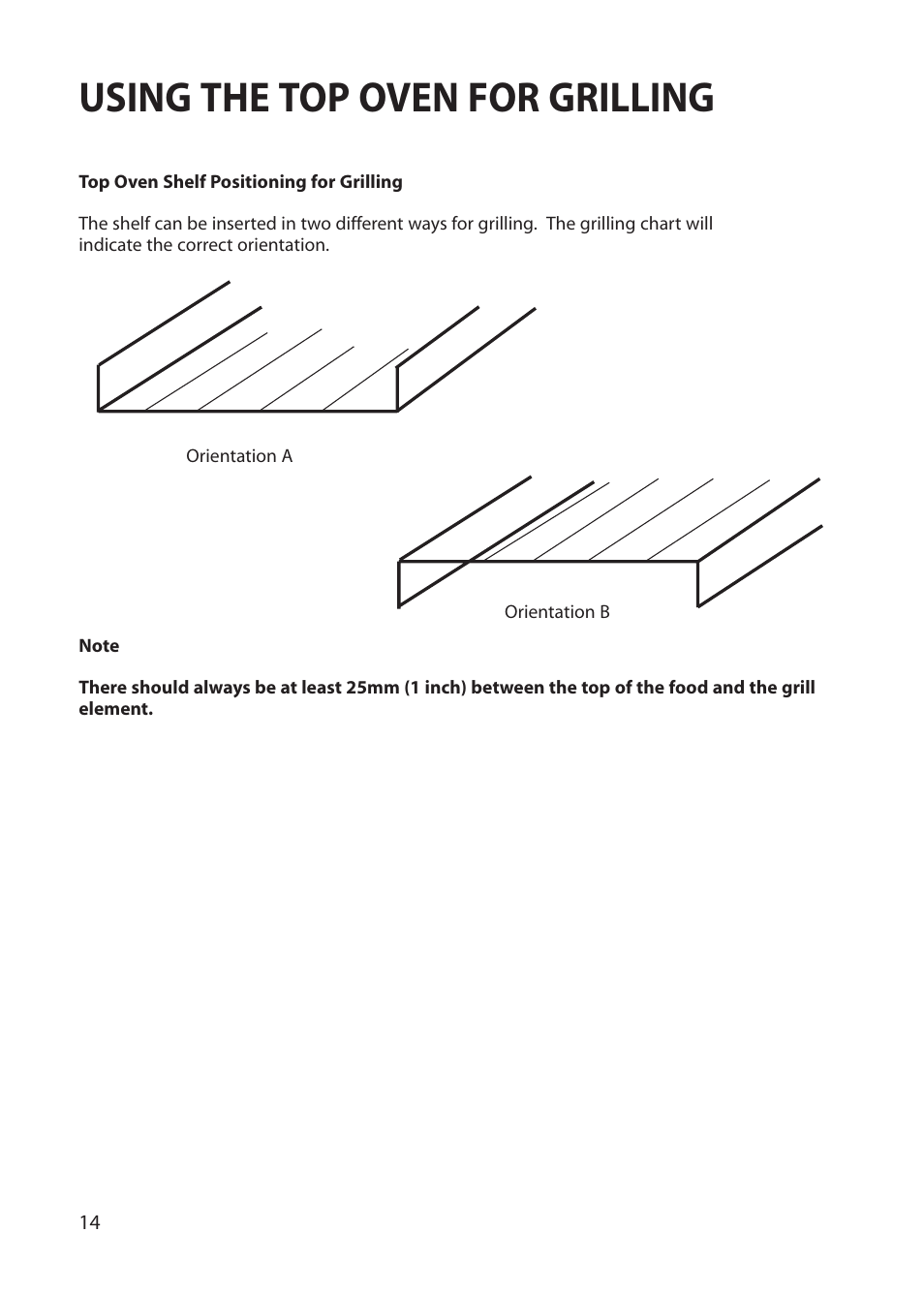 Using the top oven for grilling | Hotpoint BU72 User Manual | Page 14 / 40