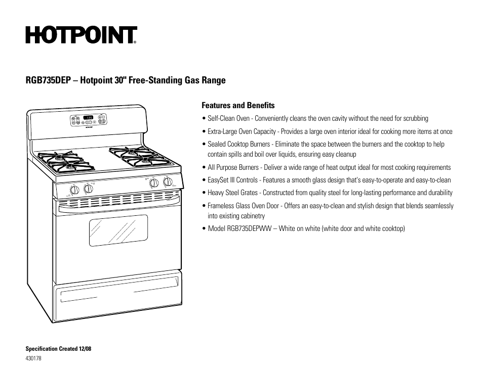 Hotpoint RGB735WEH User Manual | Page 2 / 2