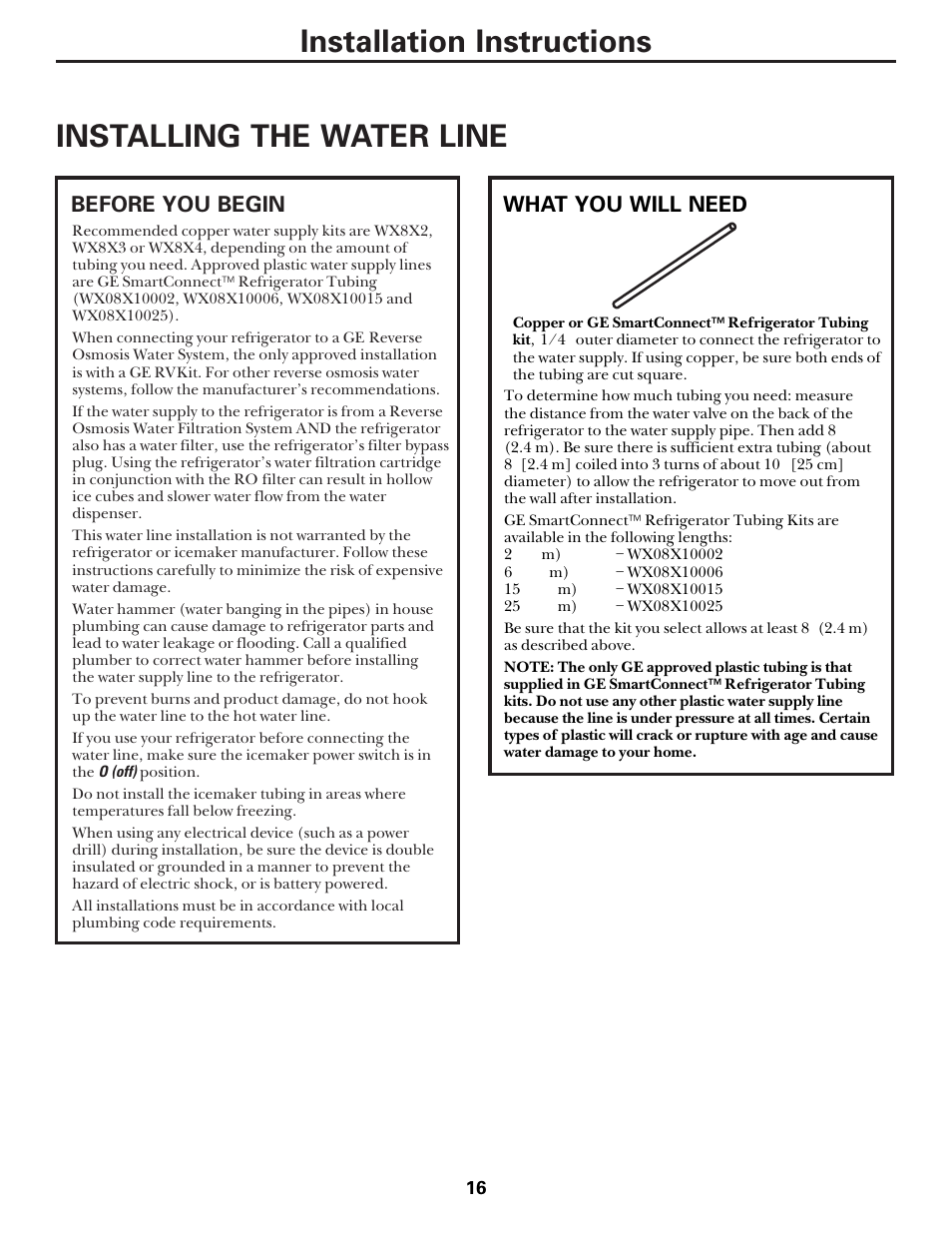 Water line installation, Water line installation –20, Before you begin | What you will need | Hotpoint 22 User Manual | Page 16 / 88