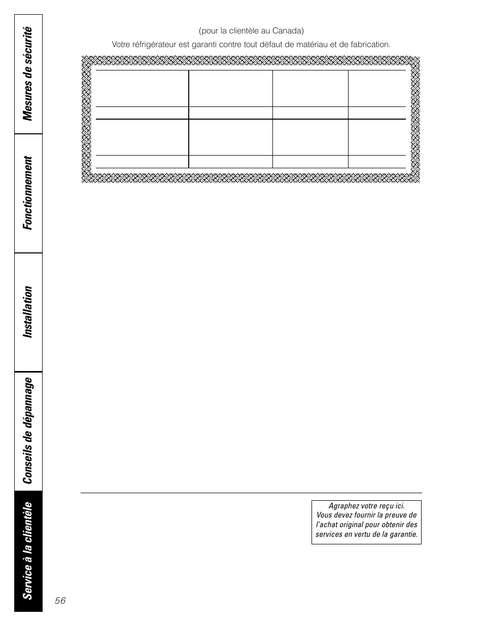 Garantie pour la clientèle au canada, Garantie du client | Hotpoint 22 User Manual | Page 56 / 88