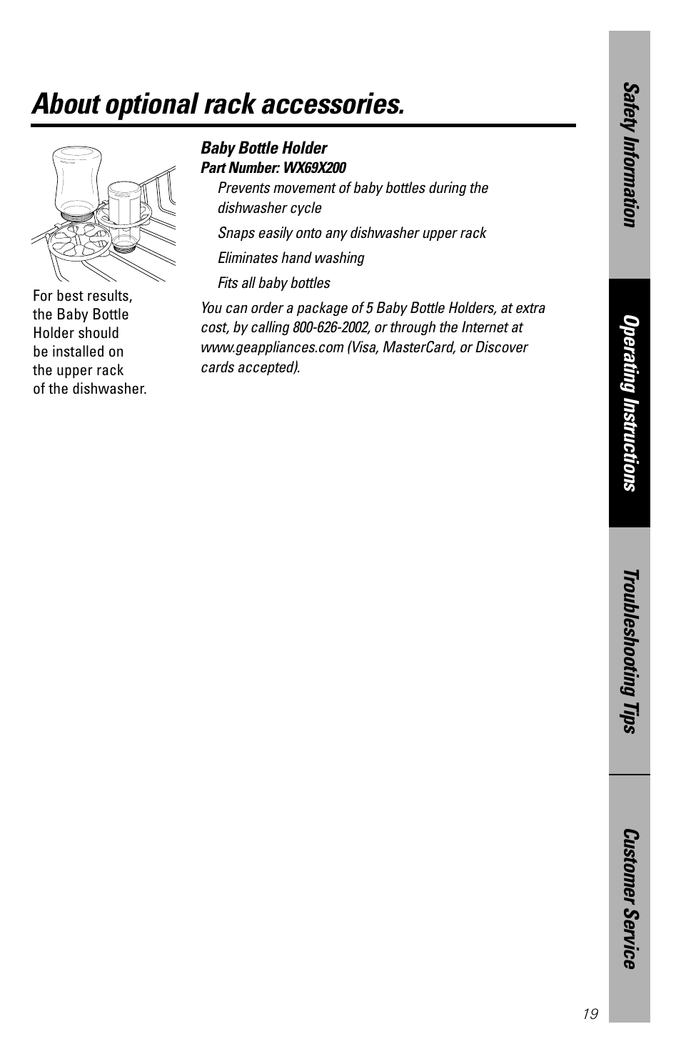 About optional rack accessories | Hotpoint HDA2200 User Manual | Page 19 / 32