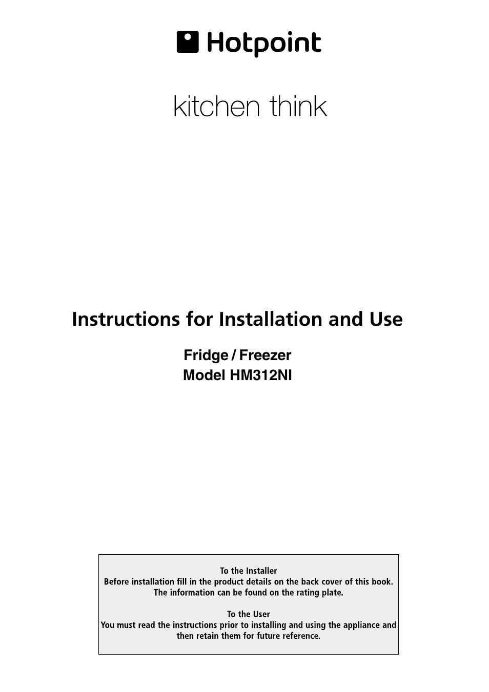 Hotpoint HM312NI User Manual | 16 pages