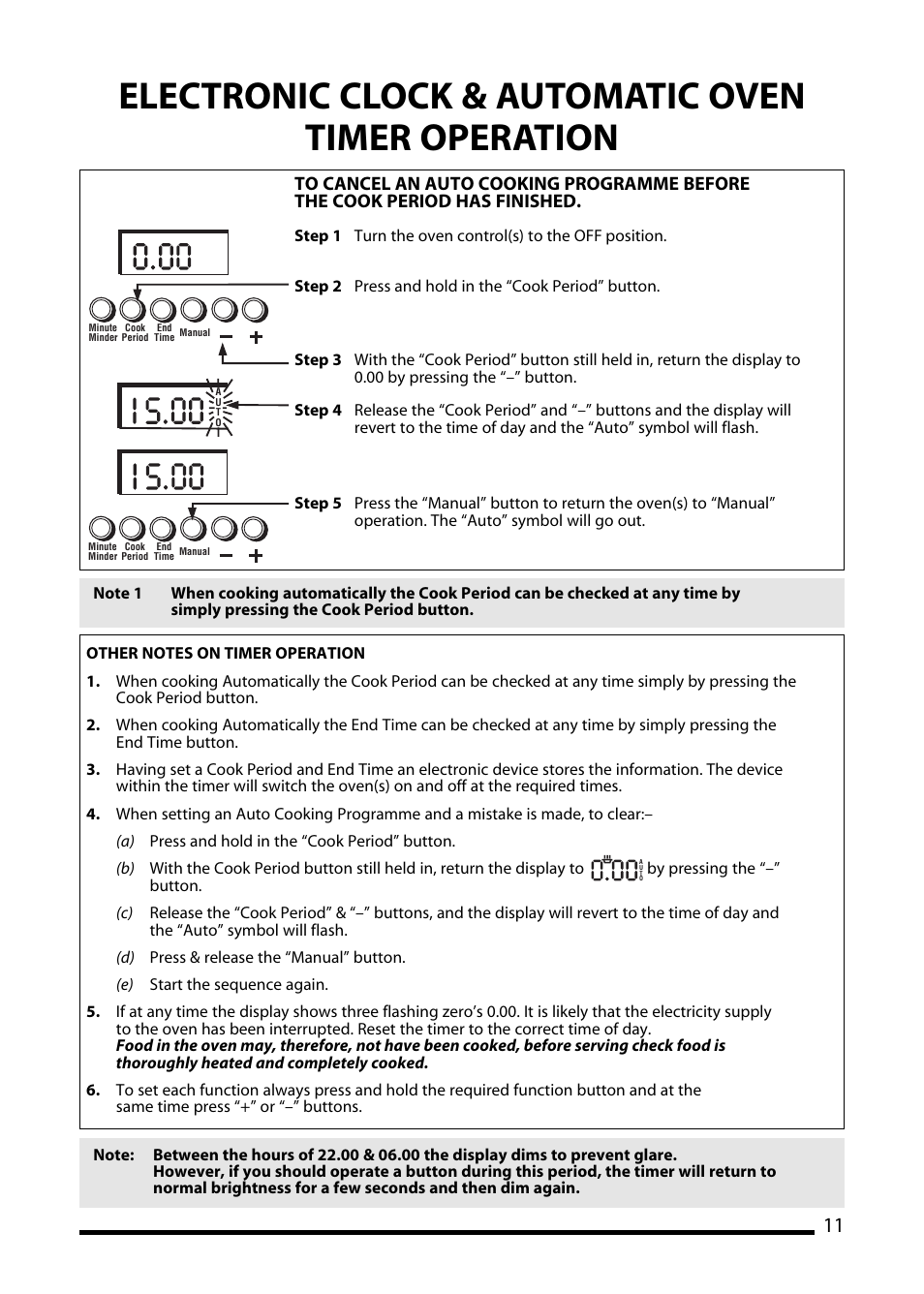 Electronic clock & automatic oven timer operation | Hotpoint GW81 User Manual | Page 11 / 40