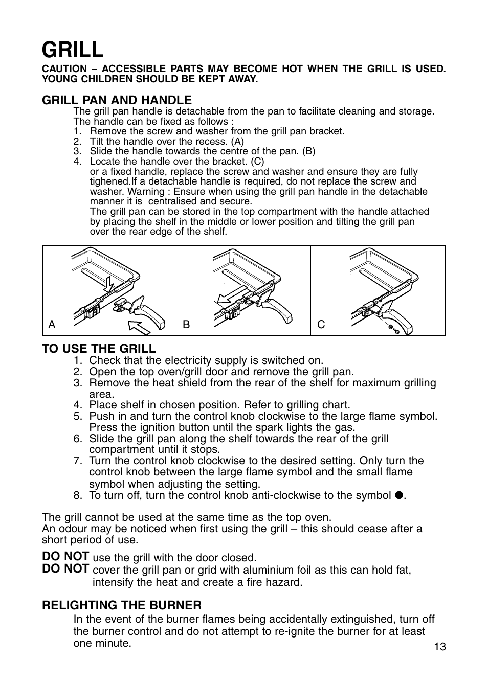 Grill | Hotpoint GW81 User Manual | Page 13 / 40