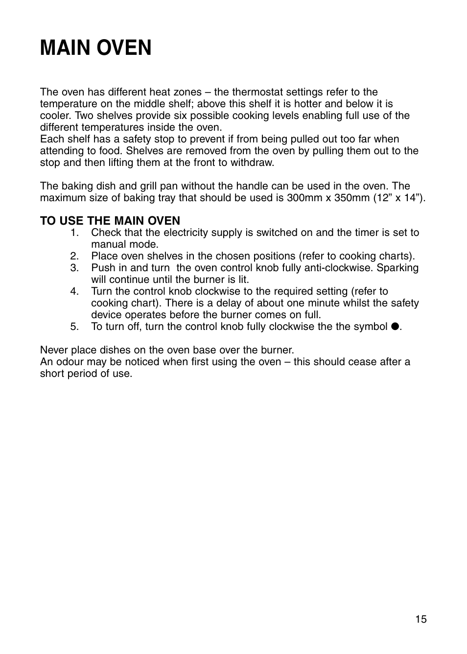Main oven | Hotpoint GW81 User Manual | Page 15 / 40