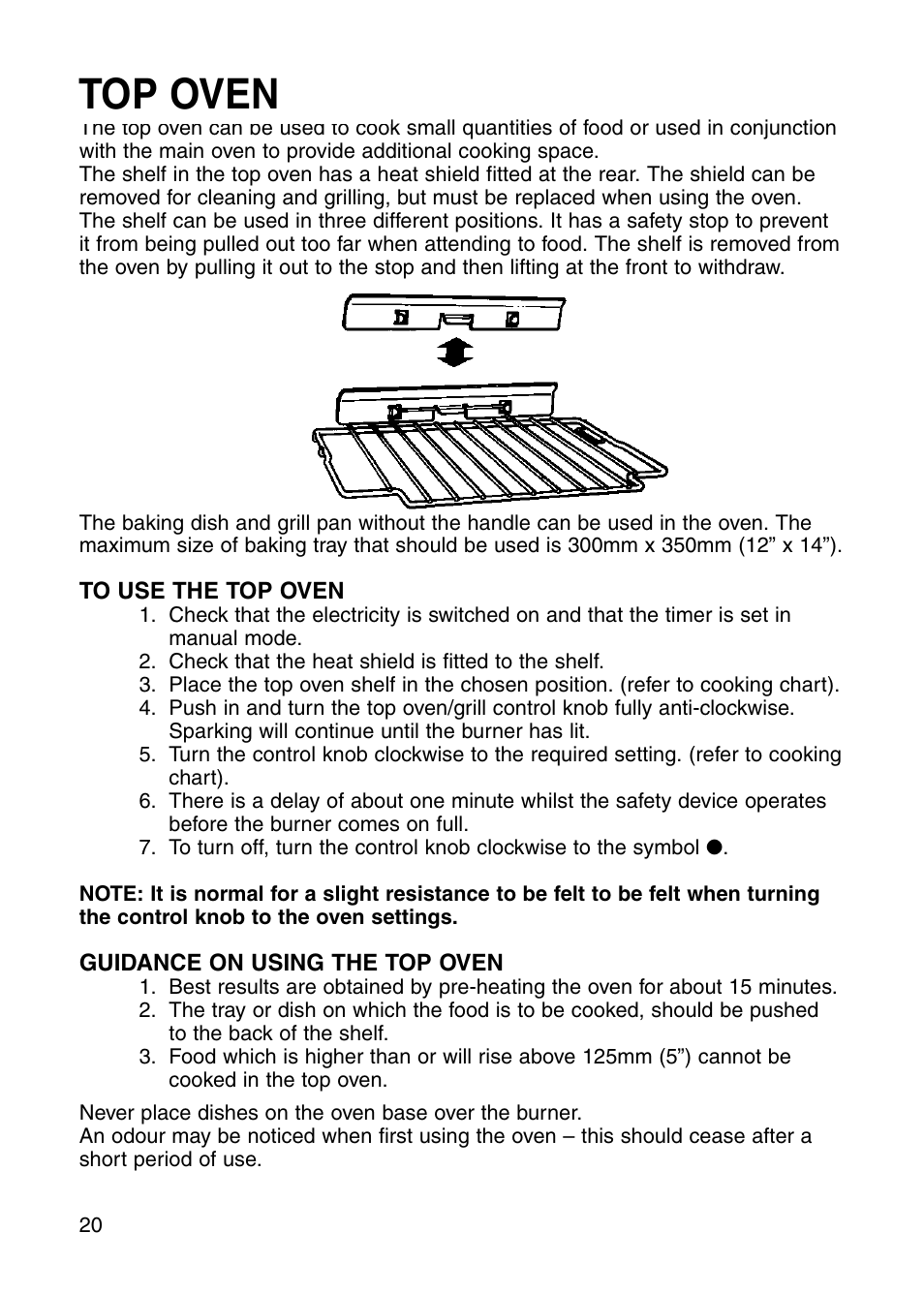 Top oven | Hotpoint GW81 User Manual | Page 20 / 40