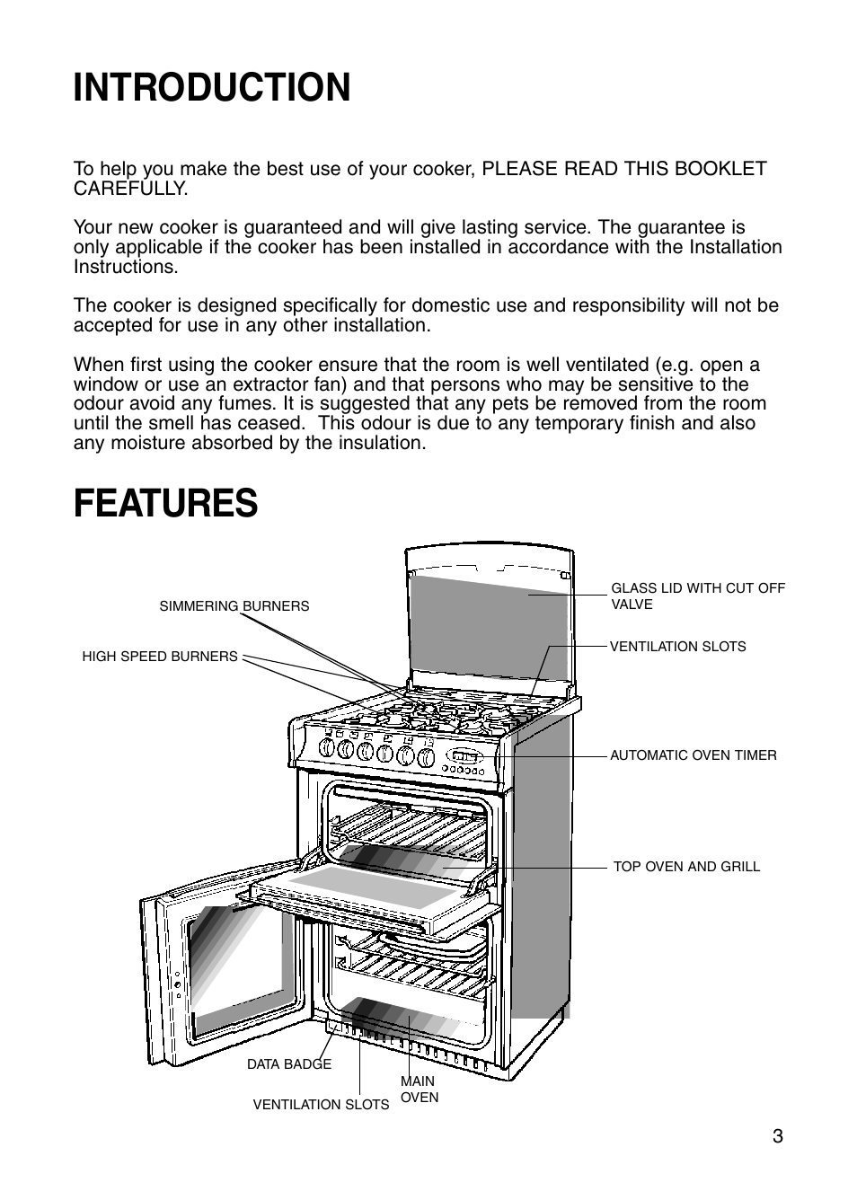 Introduction features | Hotpoint GW81 User Manual | Page 3 / 40