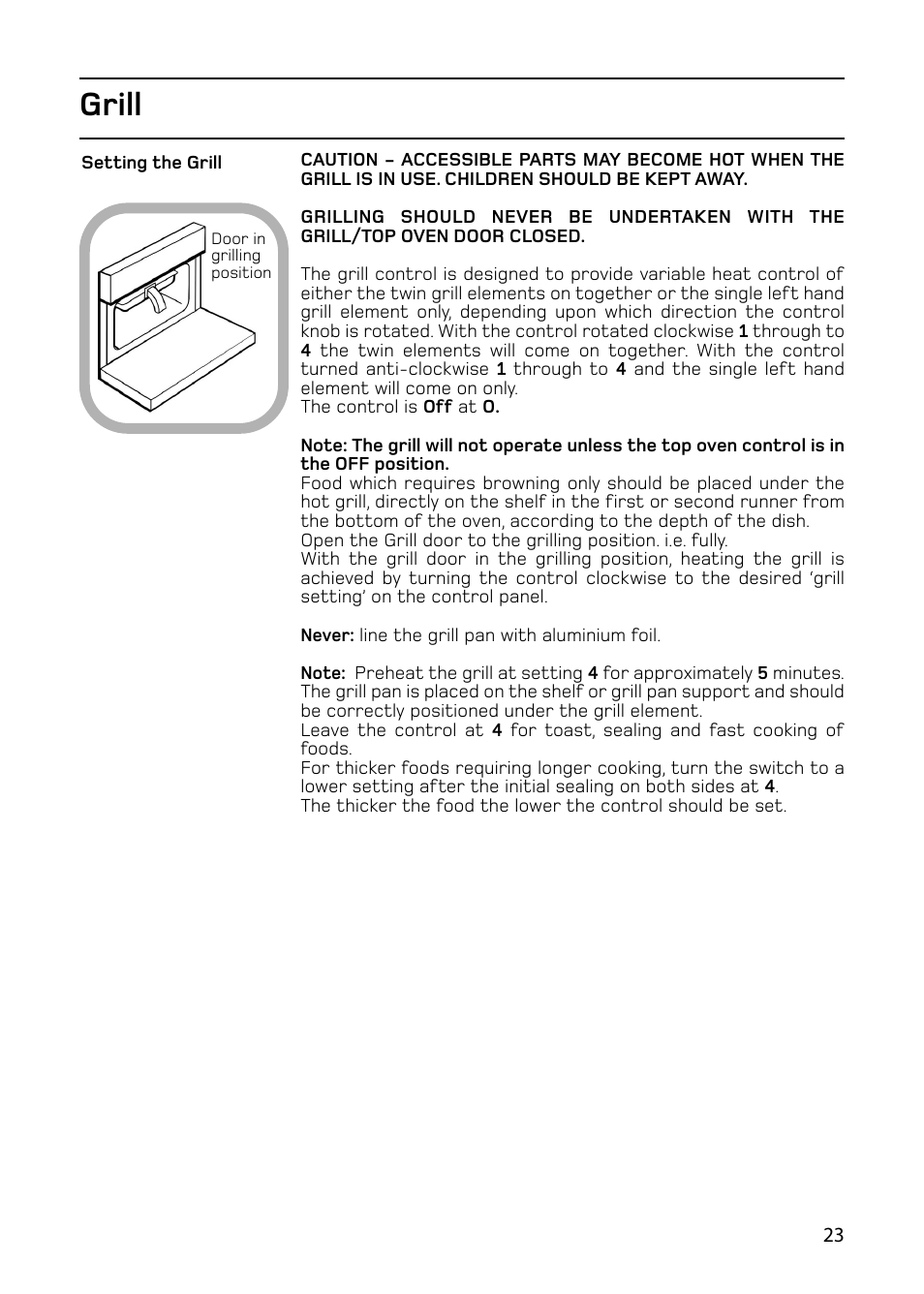 Grill | Hotpoint 61DC User Manual | Page 23 / 40