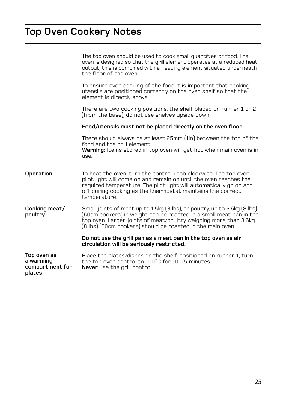 Hotpoint 61DC User Manual | Page 25 / 40