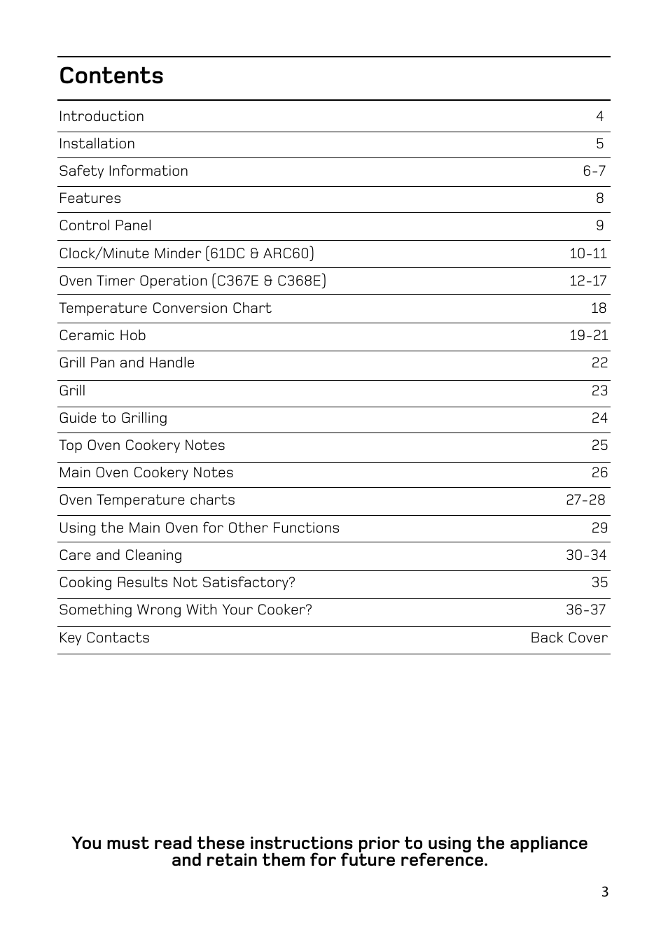 Hotpoint 61DC User Manual | Page 3 / 40