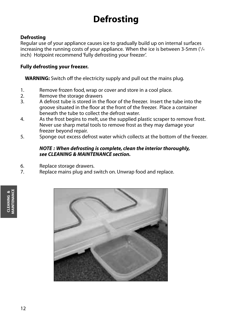 Defrosting | Hotpoint RZM33 User Manual | Page 12 / 20