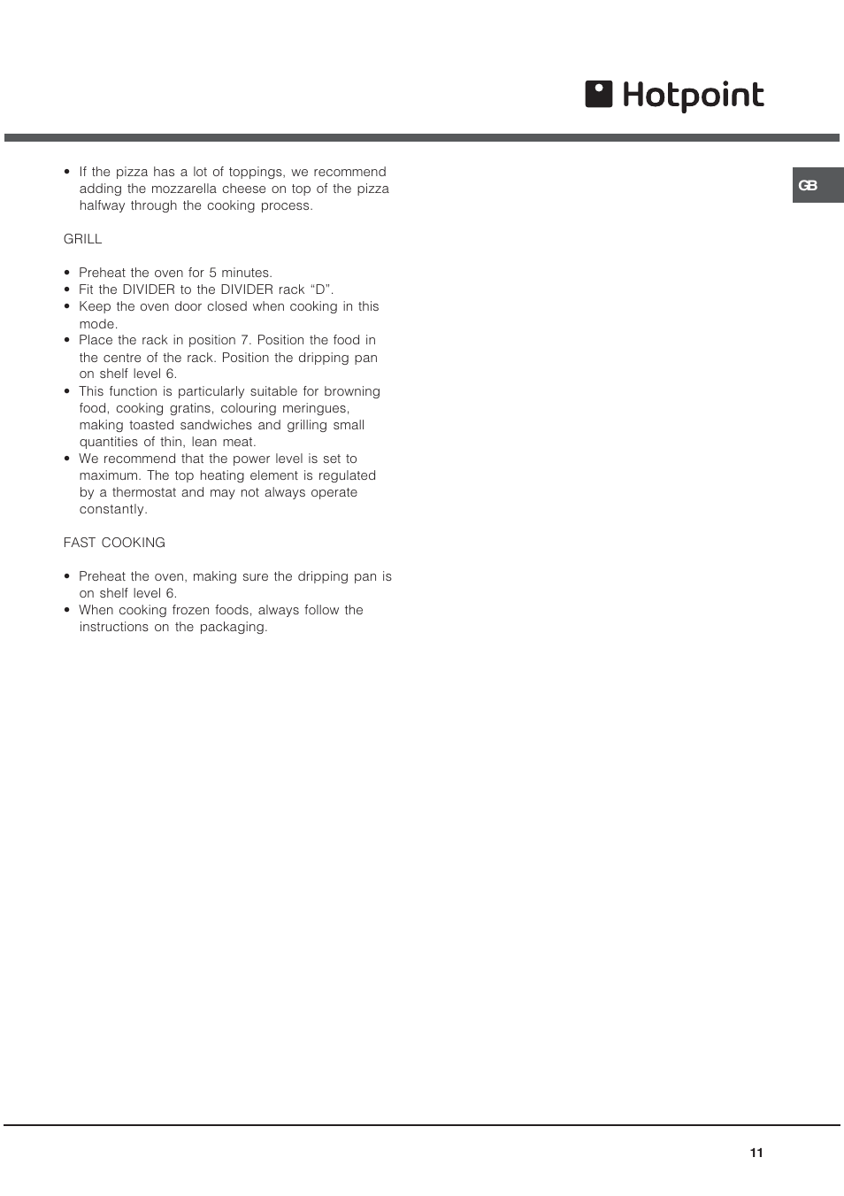 Hotpoint OS User Manual | Page 11 / 20