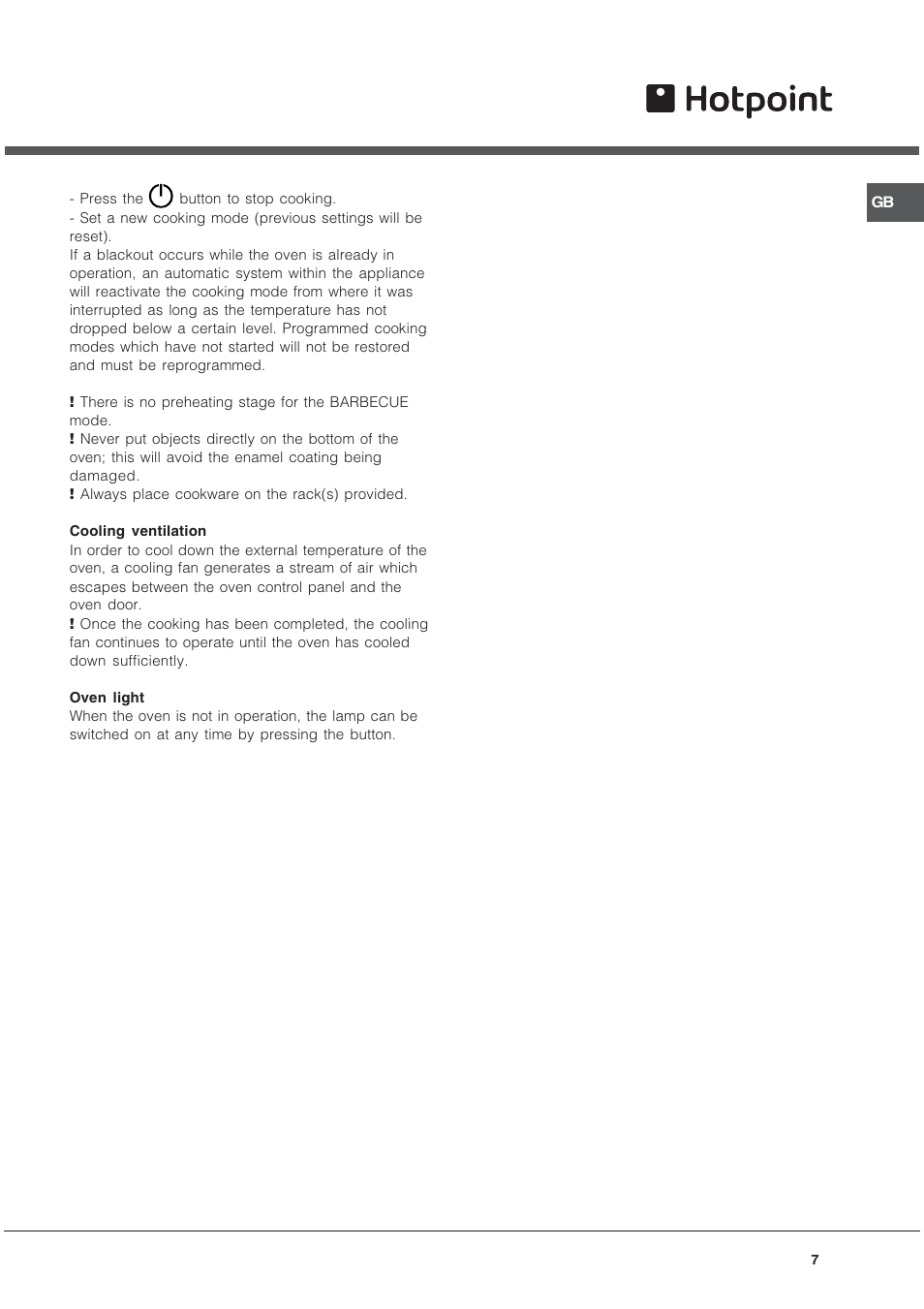 Hotpoint SE48R1012GX User Manual | Page 7 / 16