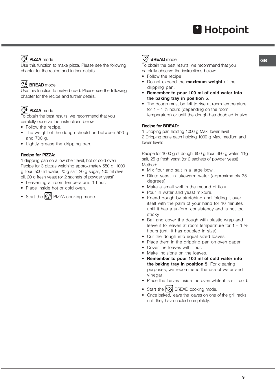 Hotpoint SE48R1012GX User Manual | Page 9 / 16
