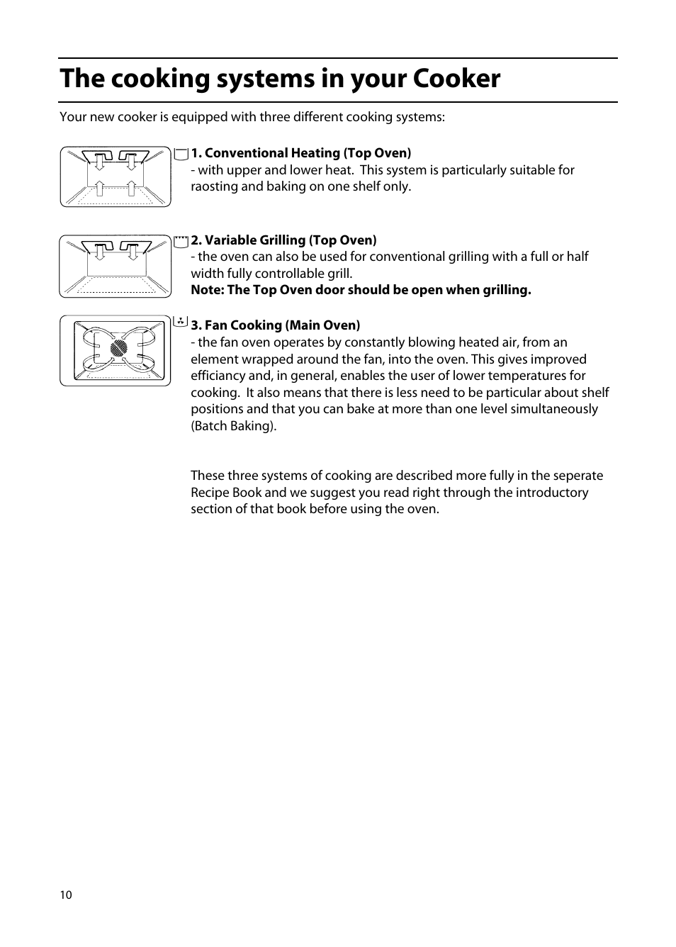 The cooking systems in your cooker | Hotpoint EW85 User Manual | Page 10 / 40