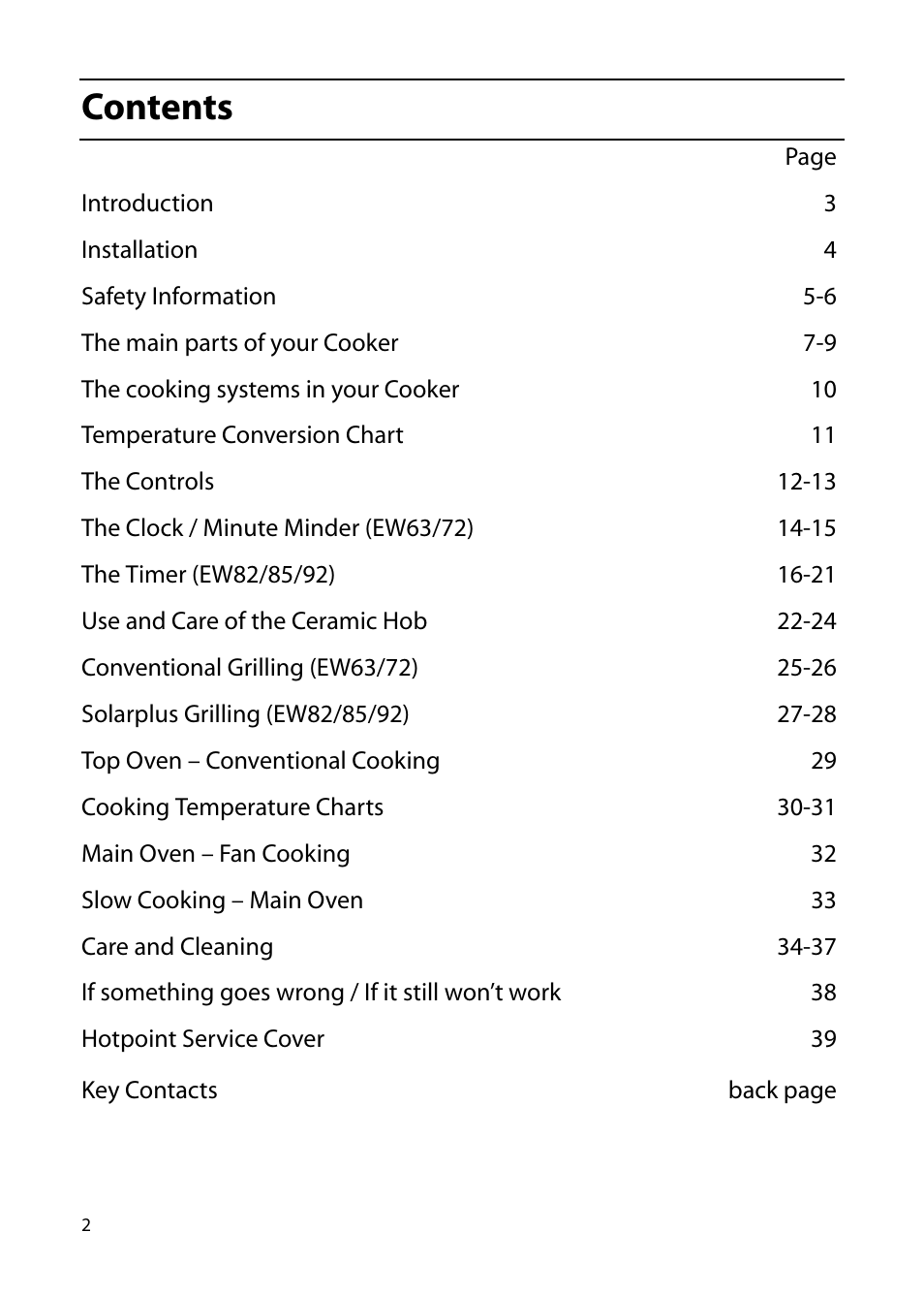 Hotpoint EW85 User Manual | Page 2 / 40