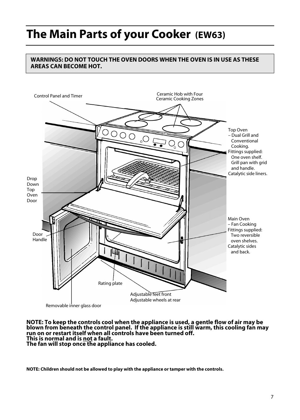 The main parts of your cooker, Ew63) | Hotpoint EW85 User Manual | Page 7 / 40