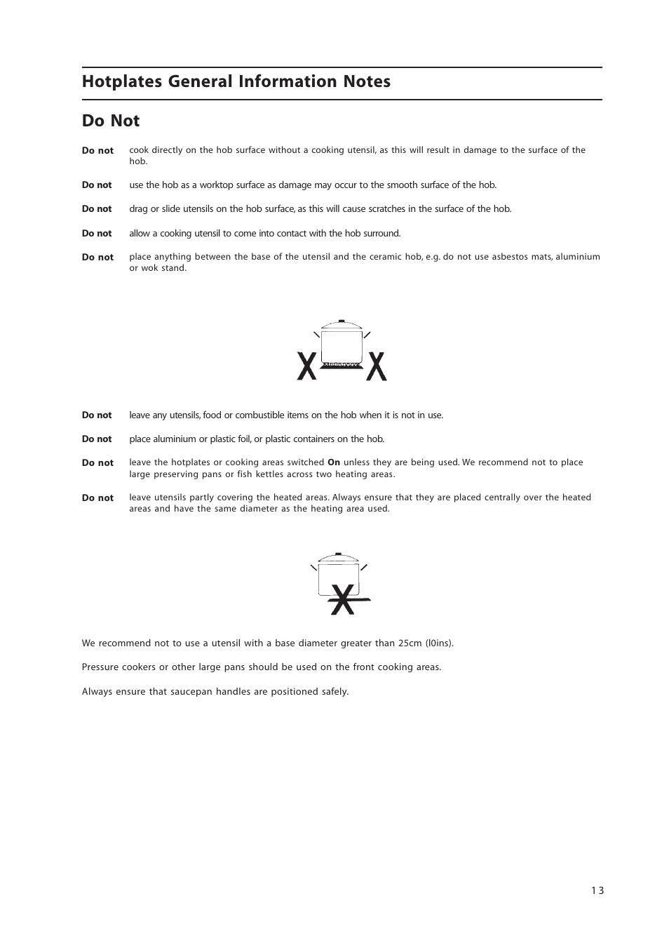 Hotpoint 50cm Free Standing Electric Cooker EW36G User Manual | Page 13 / 28