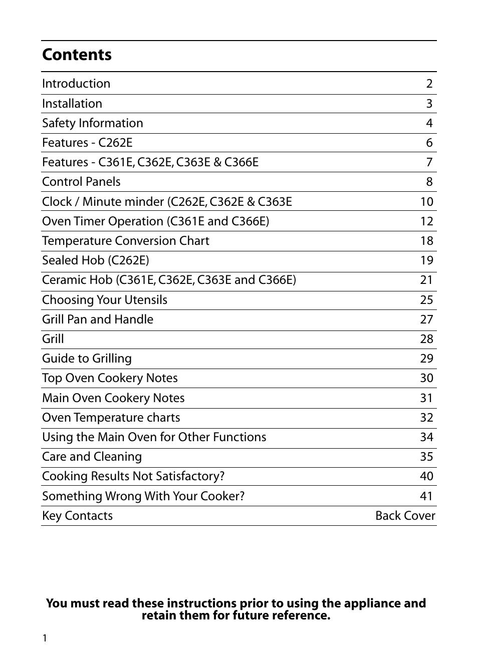 Hotpoint C362E User Manual | Page 2 / 44