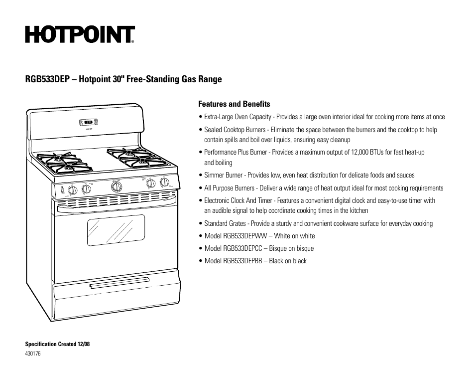 Hotpoint RGB533DEP User Manual | Page 2 / 2