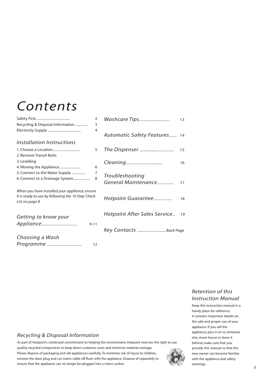 Hotpoint WMTL80 User Manual | Page 3 / 20