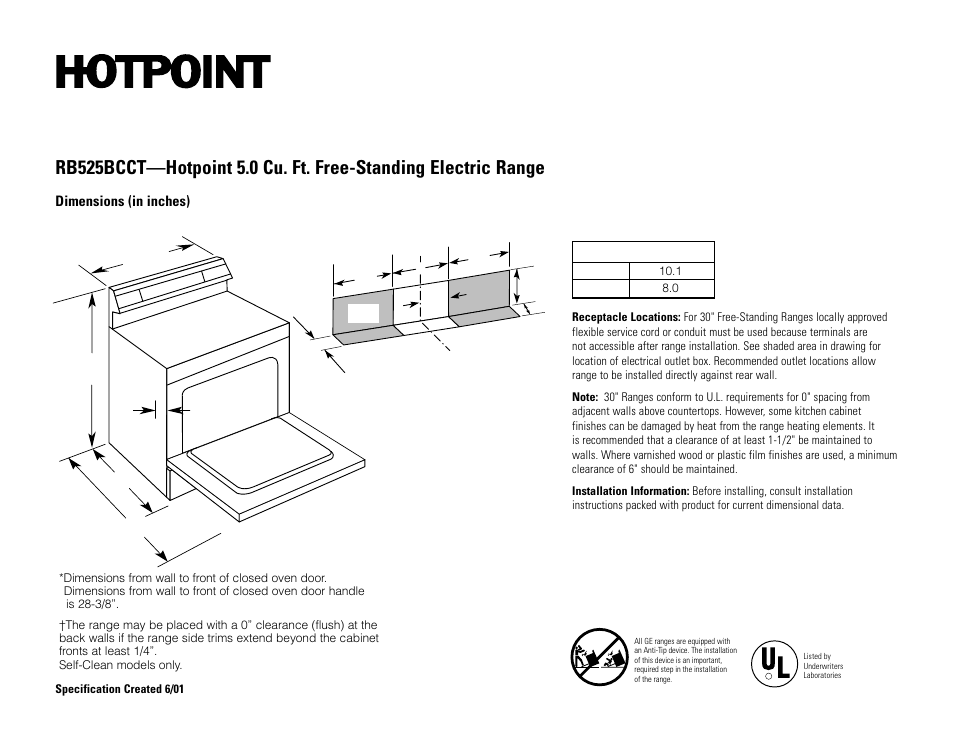 Hotpoint RB525BCCT User Manual | 2 pages