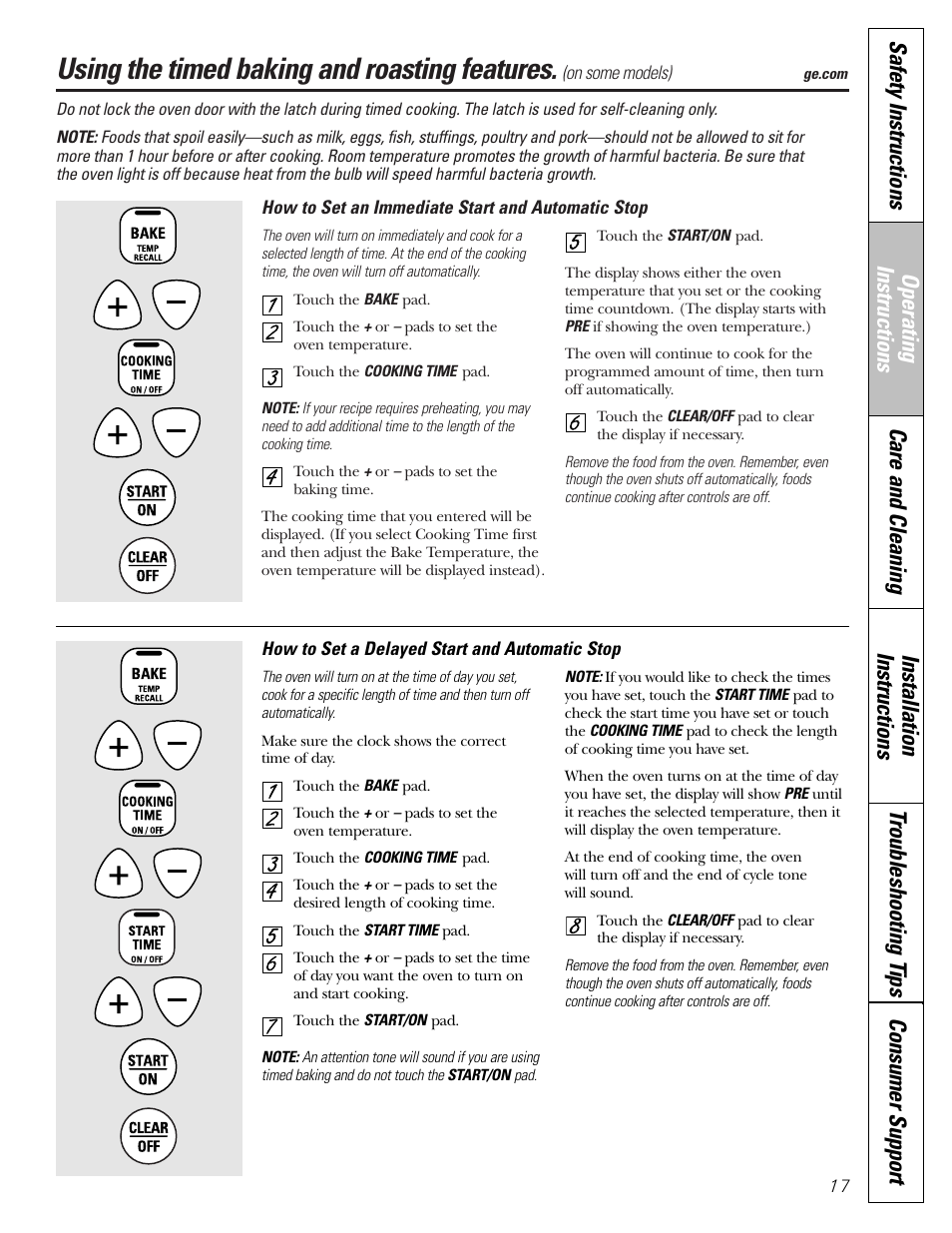 Timed baking and roasting, Using the timed baking and roasting features | Hotpoint JBP21 User Manual | Page 17 / 52