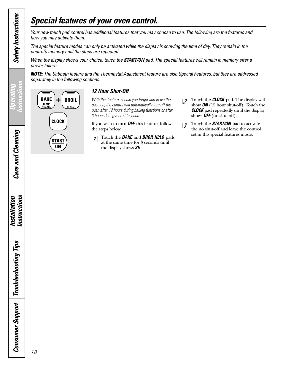 Special features, Special features of your oven control | Hotpoint JBP21 User Manual | Page 18 / 52