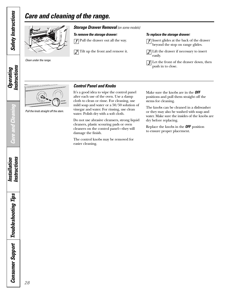 Care and cleaning of the range | Hotpoint JBP21 User Manual | Page 28 / 52