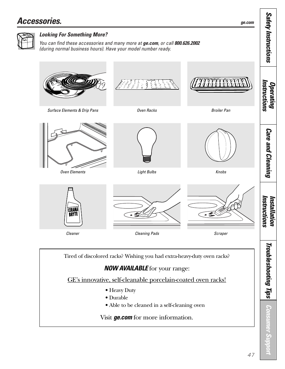 Accessories | Hotpoint JBP21 User Manual | Page 47 / 52